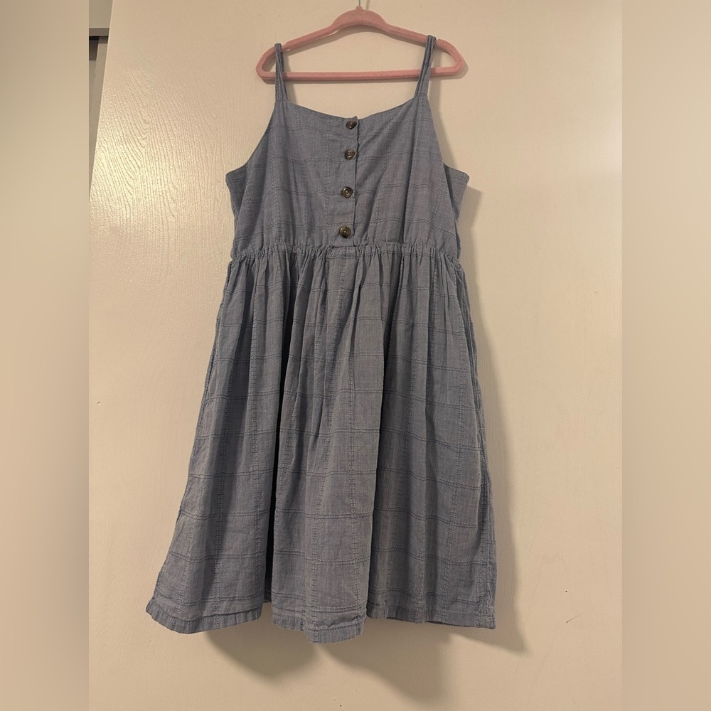 Cat & Jack Light Blue Buttoned Kids Dress size large (10/12)